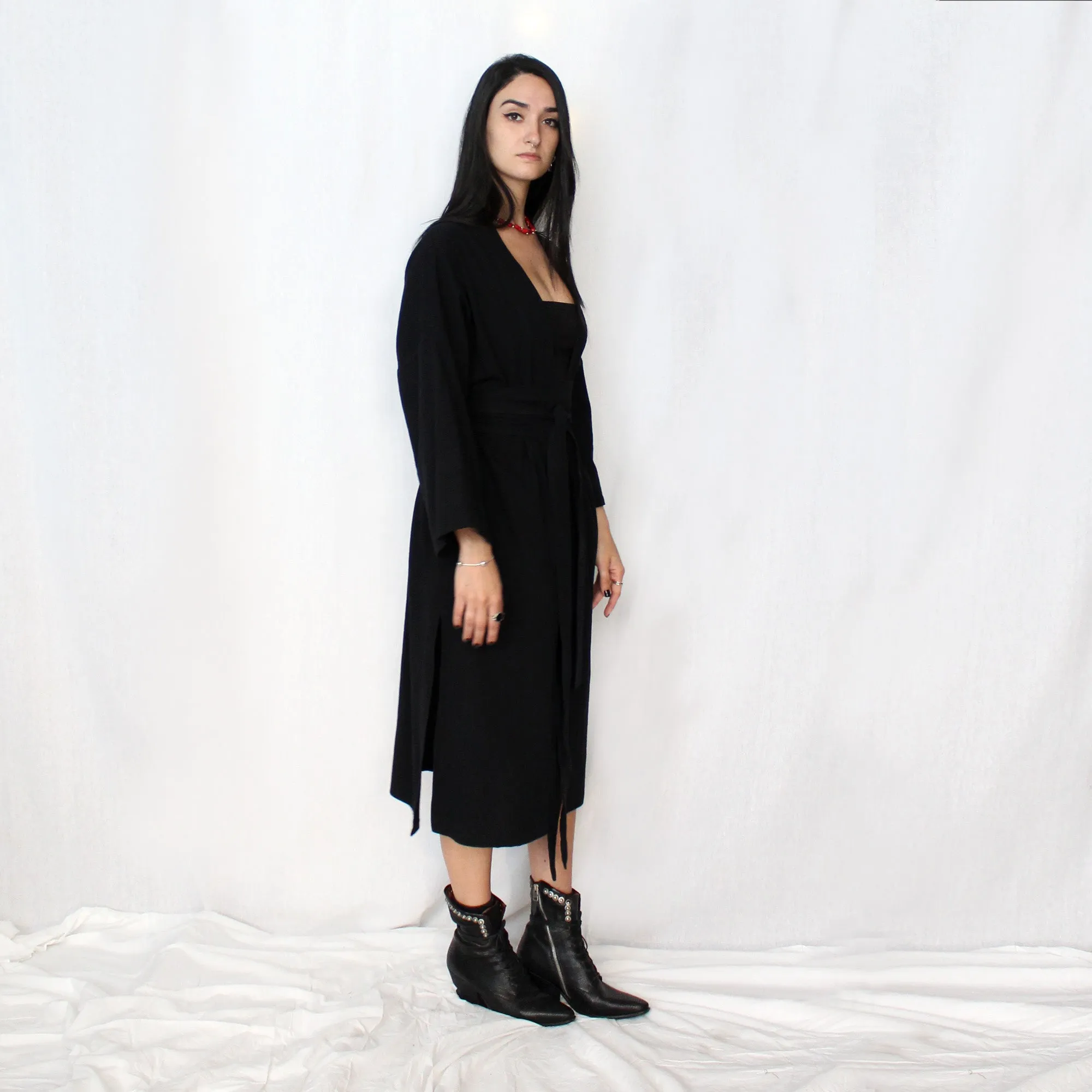Extra Long Cotton Kimono & Wide Wrap Belt