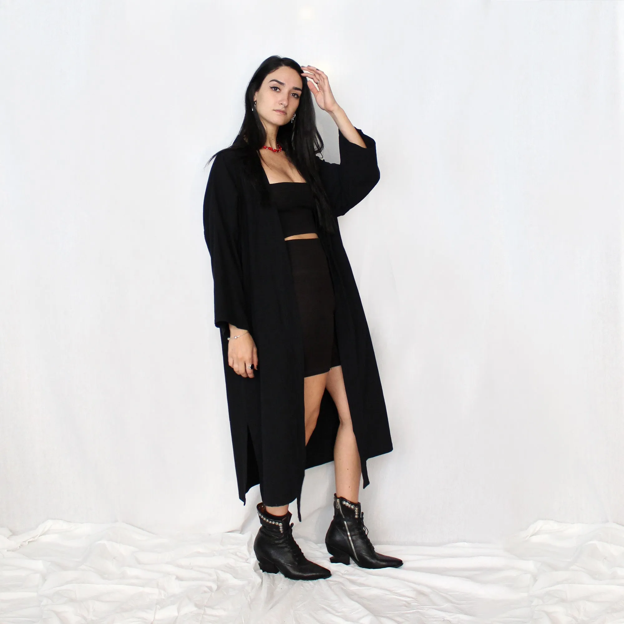 Extra Long Cotton Kimono & Wide Wrap Belt