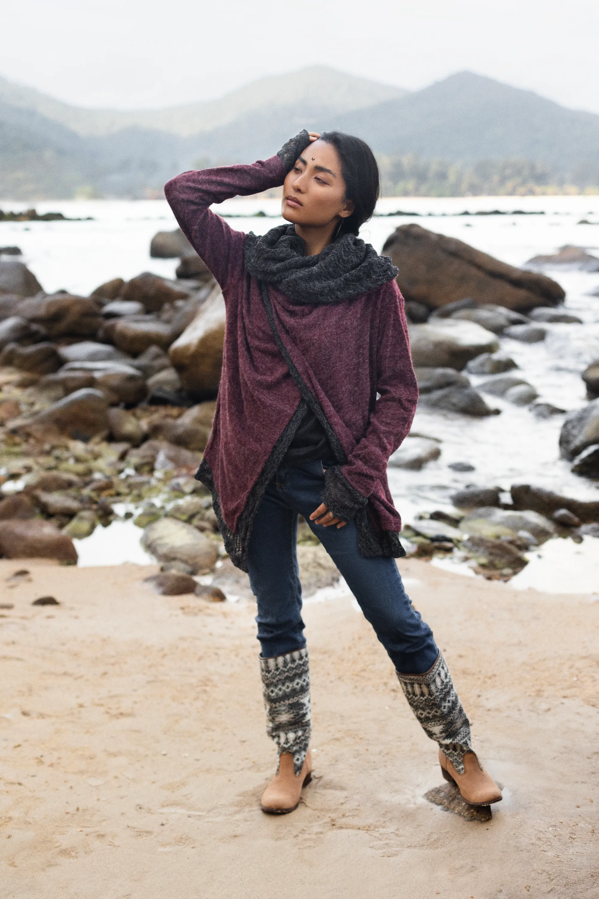 Hooded Cardigan Saranya Red