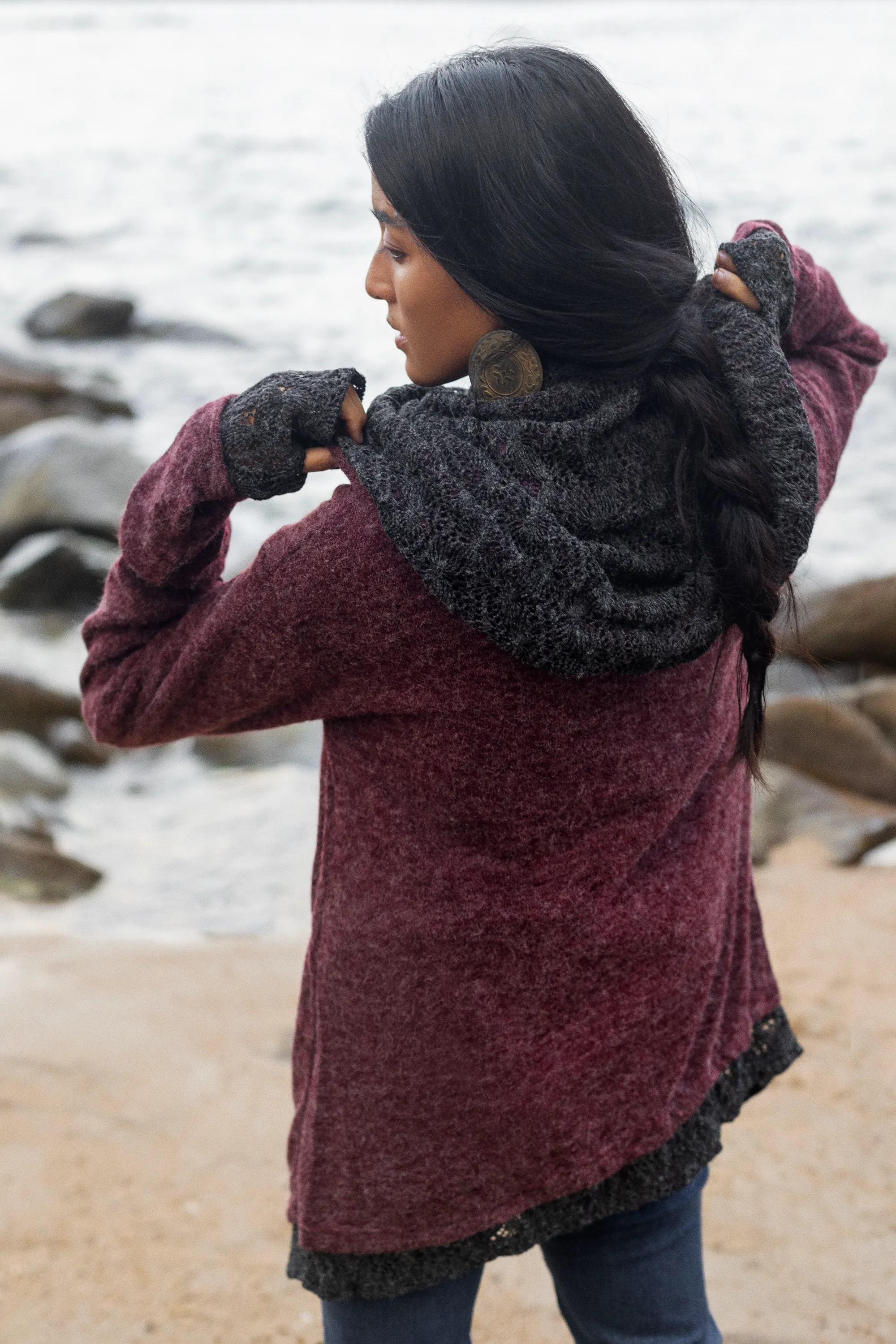 Hooded Cardigan Saranya Red