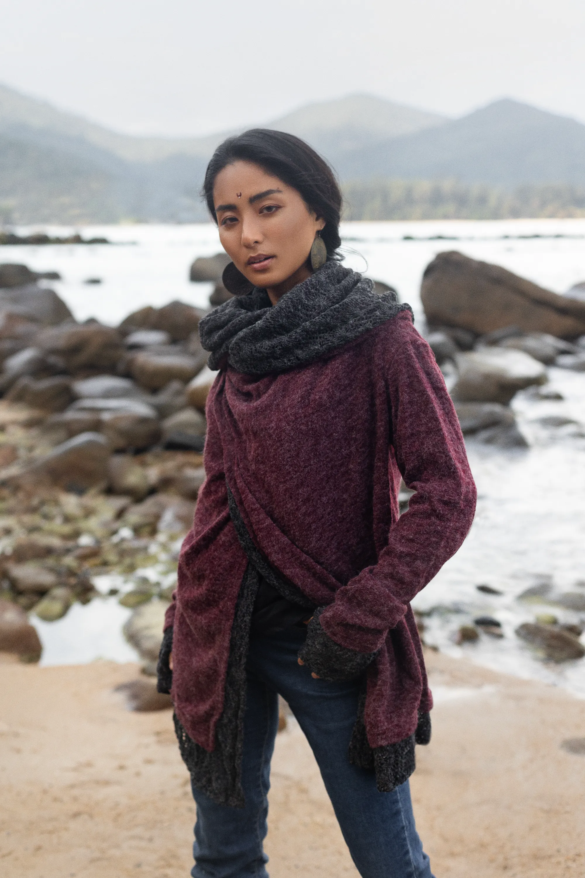 Hooded Cardigan Saranya Red