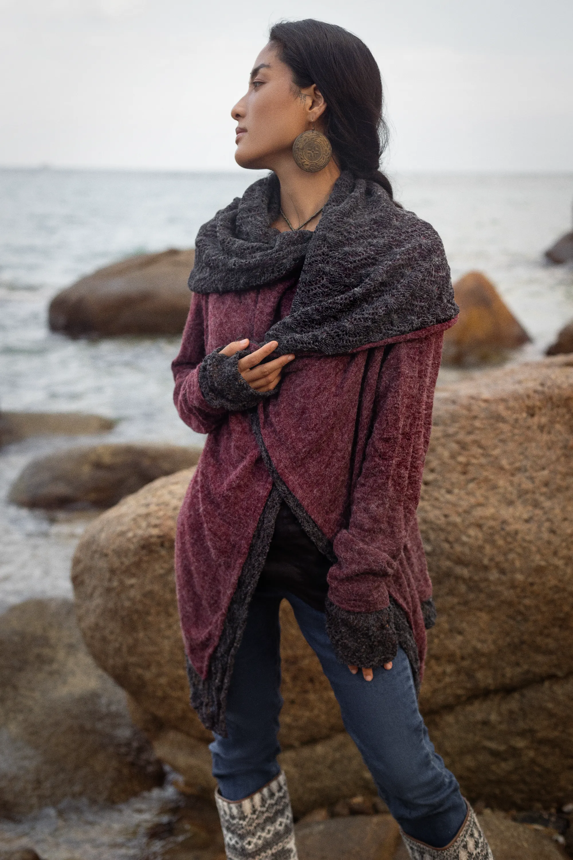 Hooded Cardigan Saranya Red