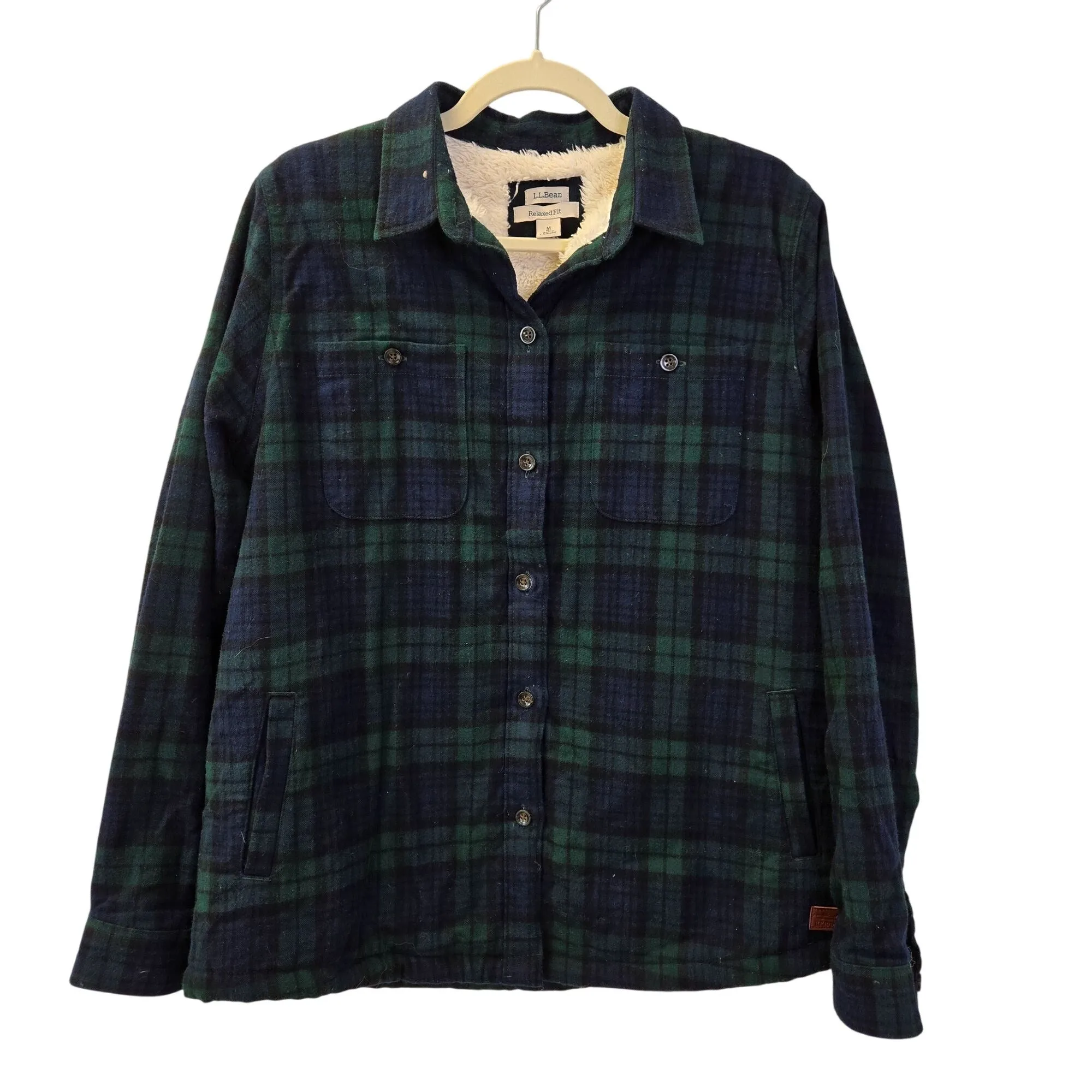 L.L. Bean Scotch Plaid Sherpa Lined Jacket Size Medium