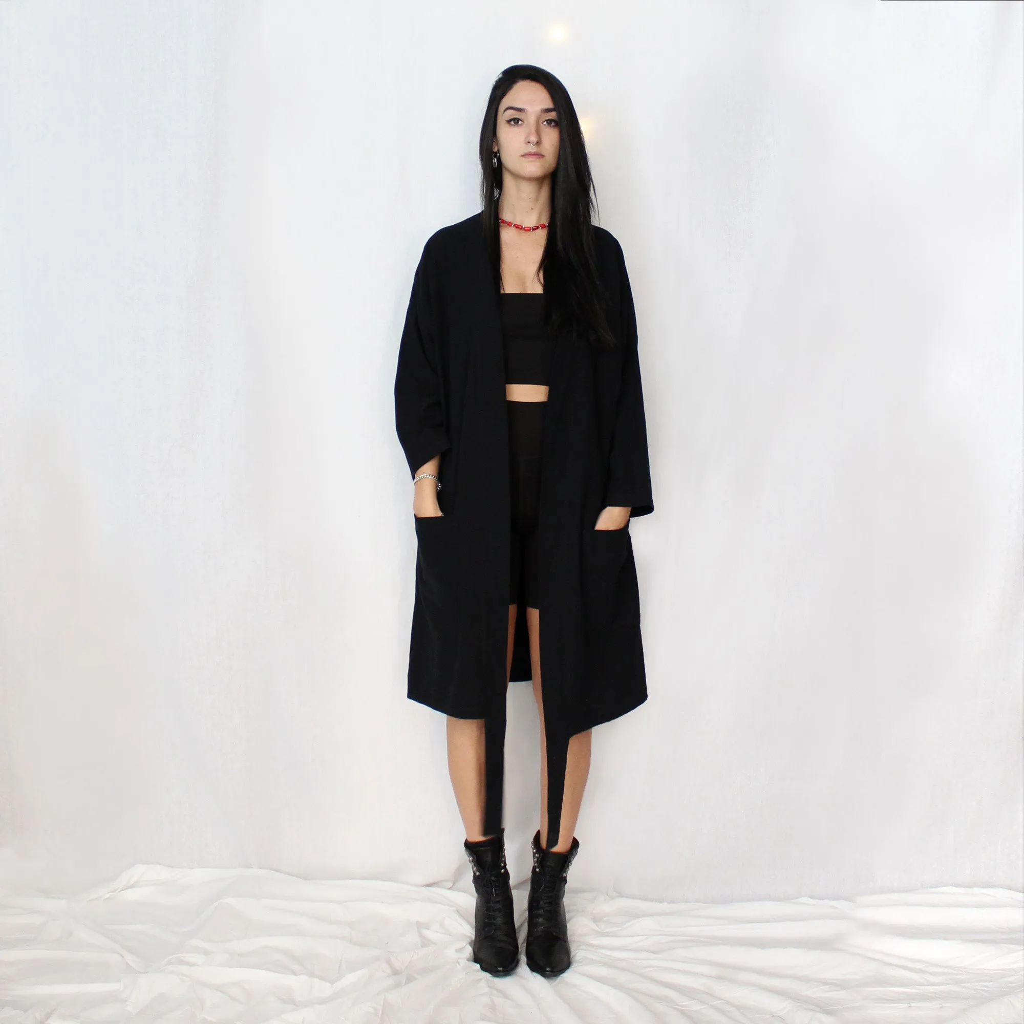 Long Cotton Kimono & Wide Wrap Belt