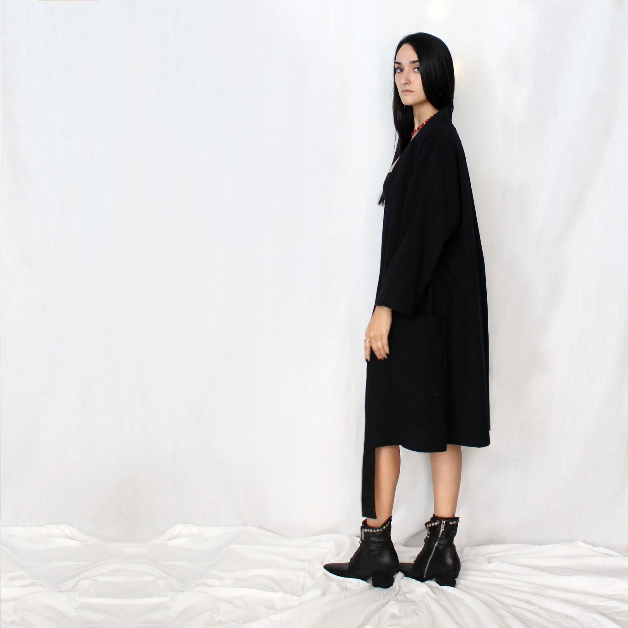Long Cotton Kimono & Wide Wrap Belt