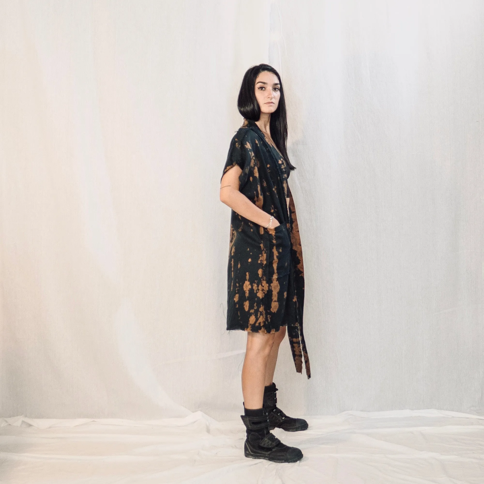 Nomad wrap-up Vest Dress  - Black & Rusty