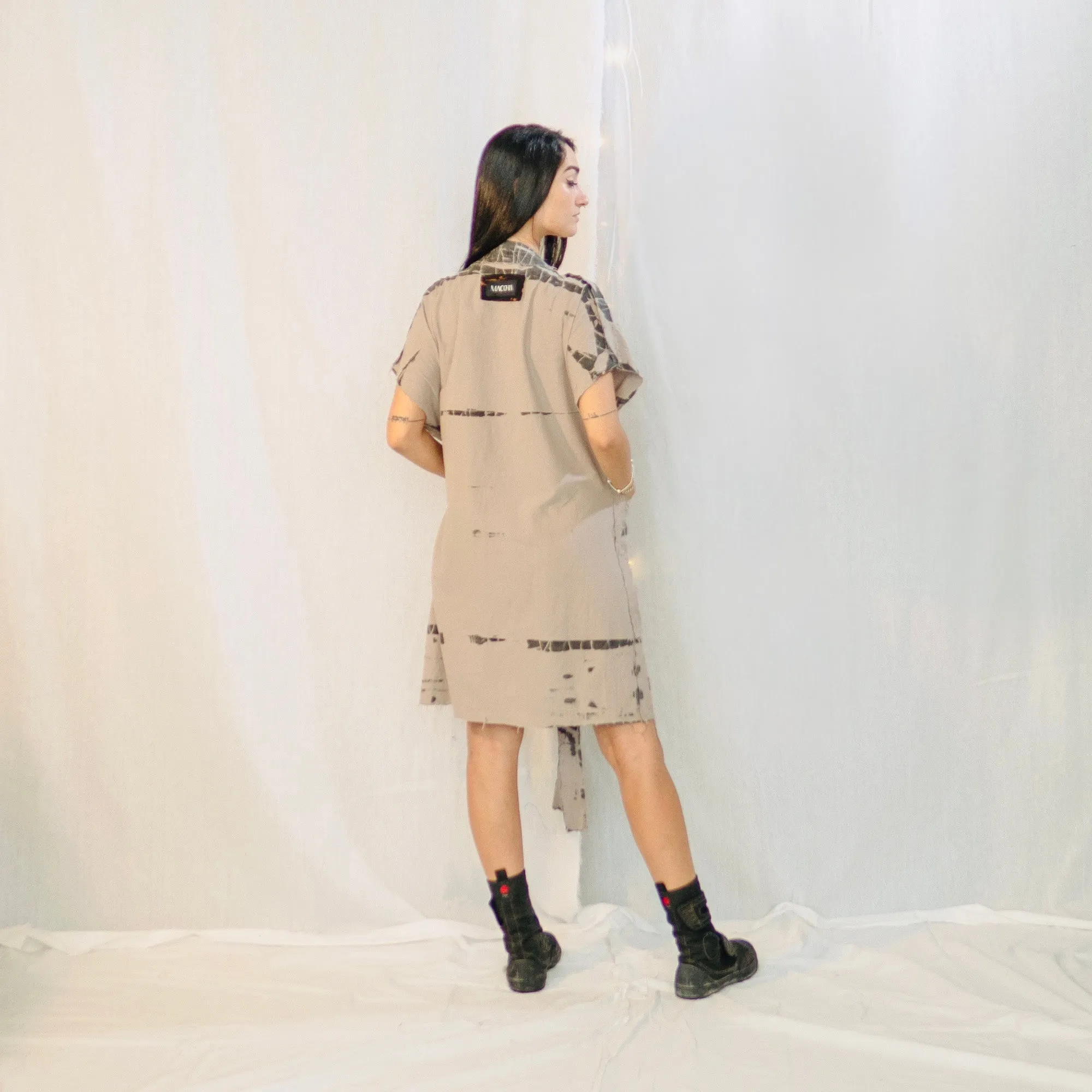 Nomad wrap-up Vest Dress  - Stone & Black