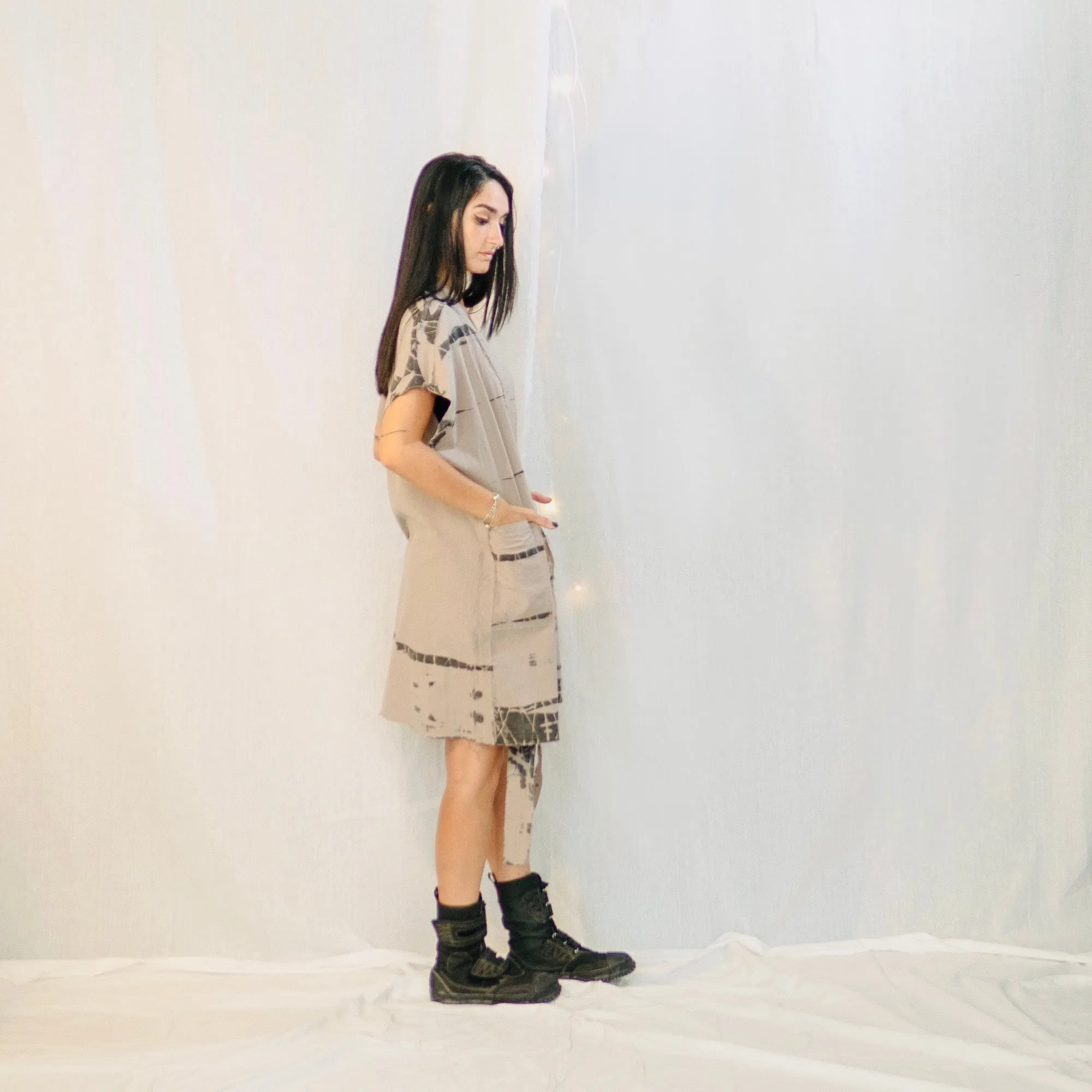 Nomad wrap-up Vest Dress  - Stone & Black