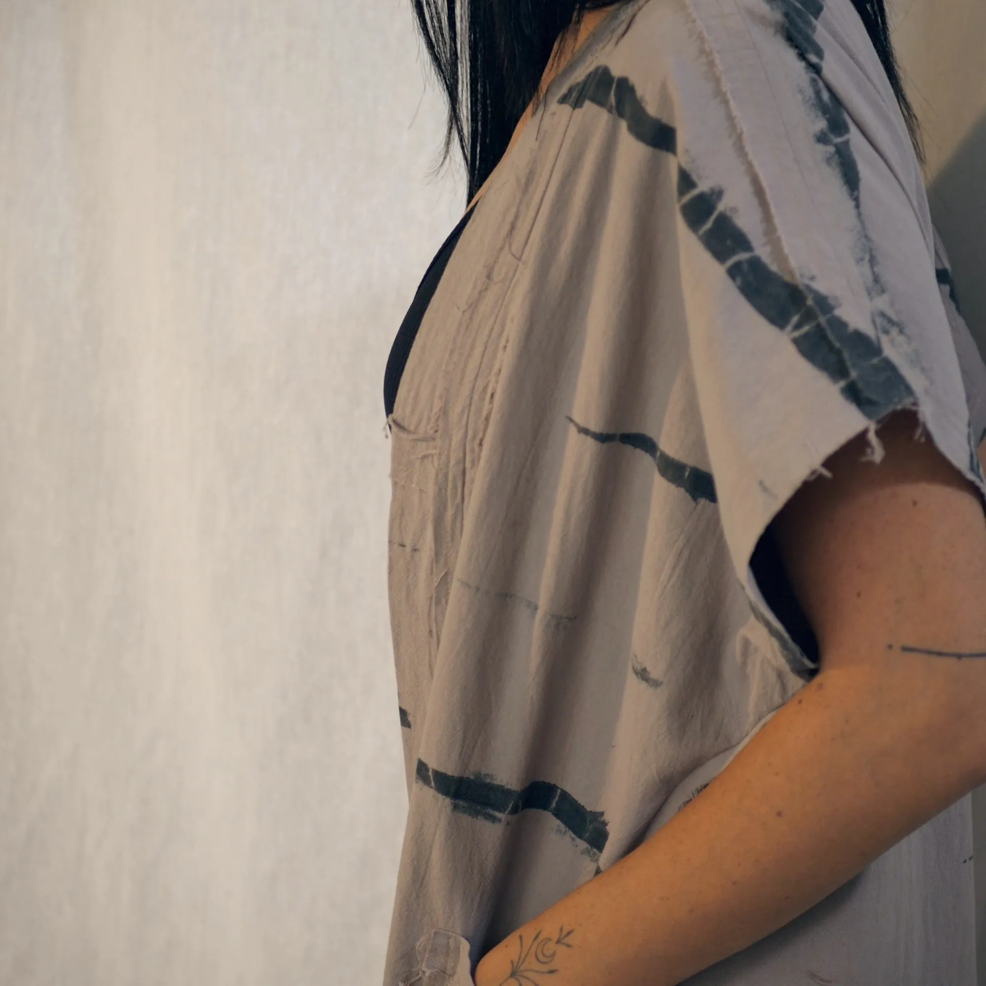 Nomad wrap-up Vest Dress  - Stone & Black