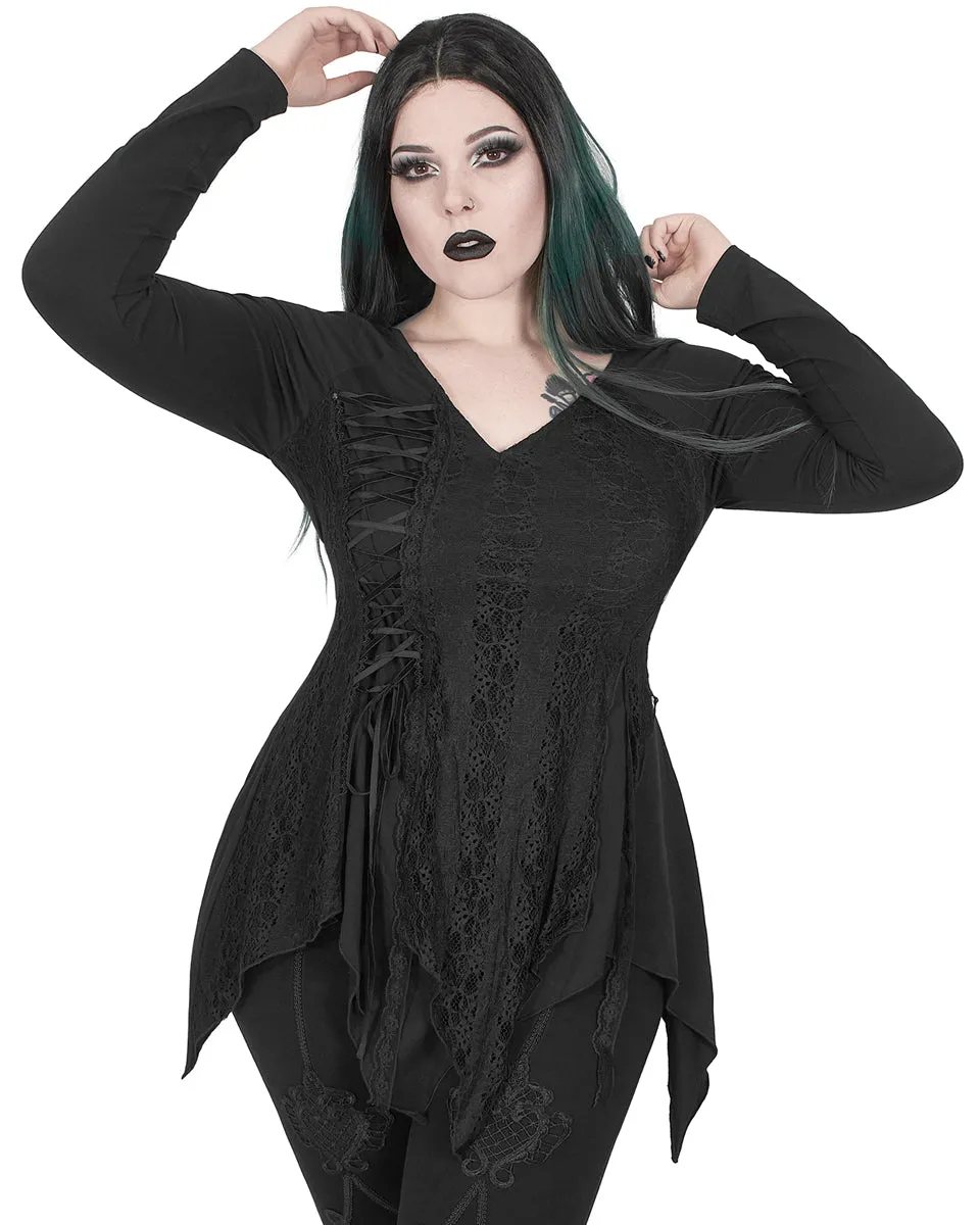 Punk Rave Plus Size Moonshadow Womens Tunic Top - Black
