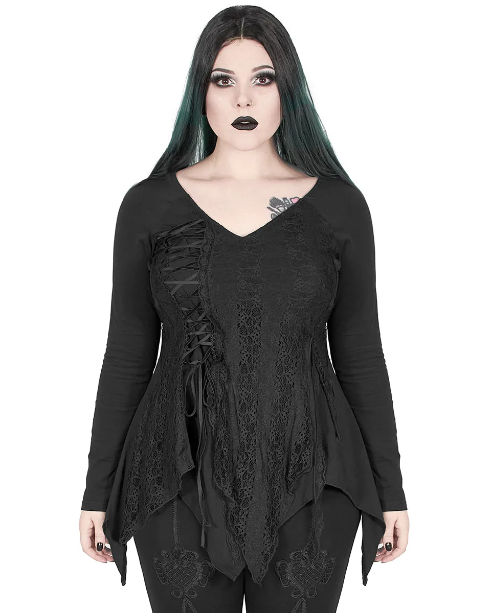 Punk Rave Plus Size Moonshadow Womens Tunic Top - Black