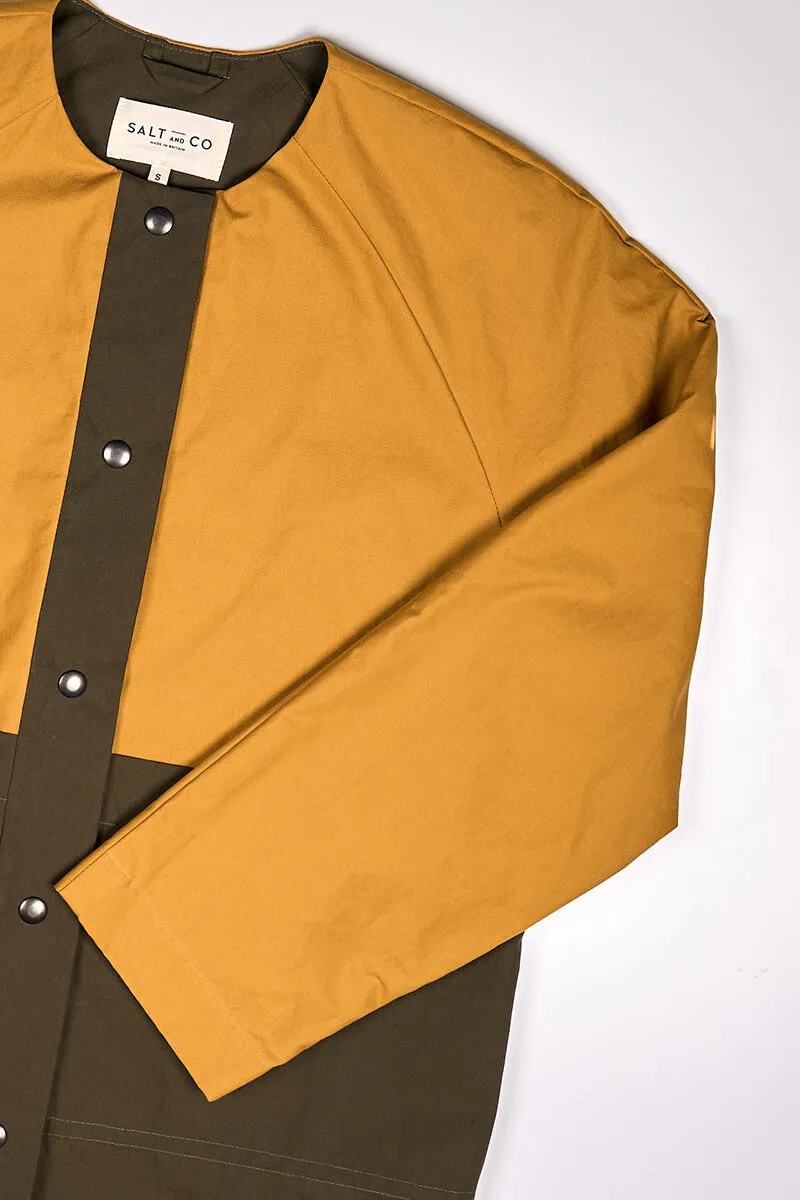 Waxed Cotton Overcoat || Dark Olive & Midnight Blue